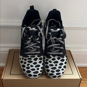 Avia Black and White Polka Knit Lace-Up Sneakers